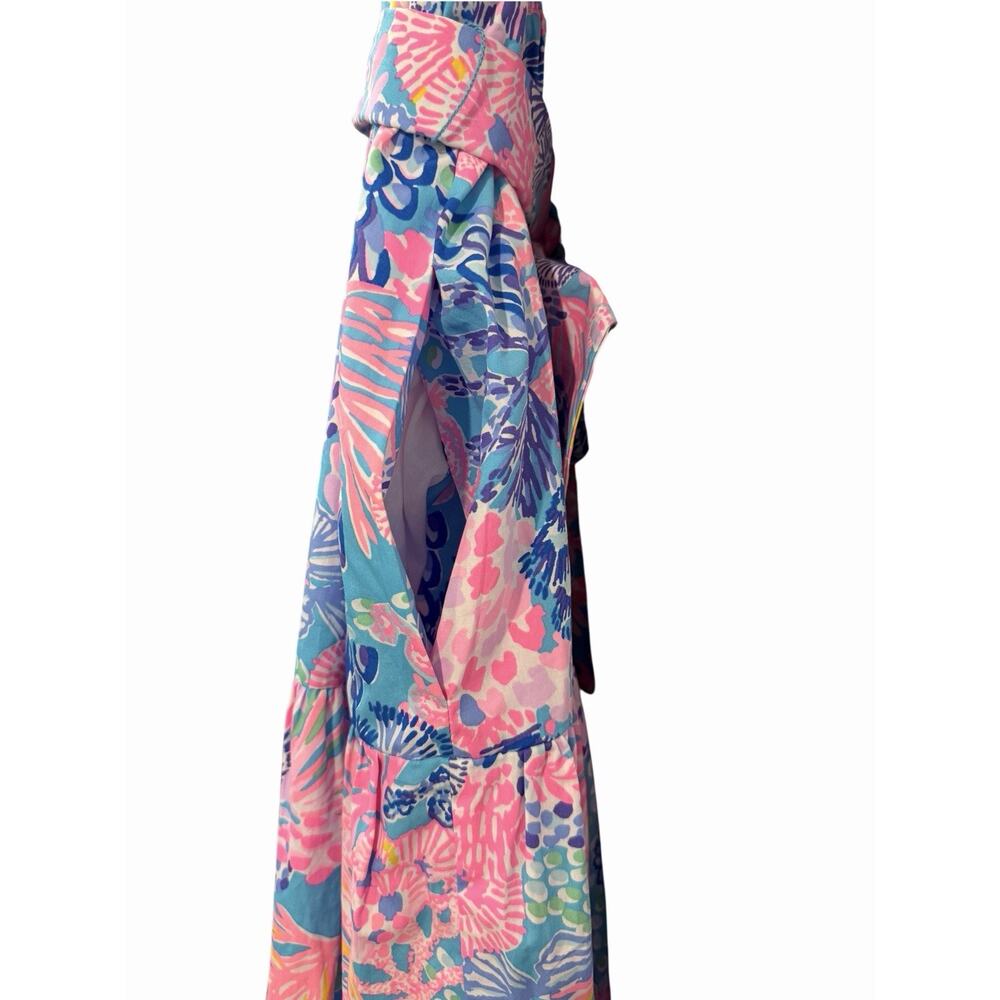 Lilly Pulitzer Edith Midi Dress Sz 2 Splendor in the Sand Colorful Floral Vaca - Picture 9 of 16